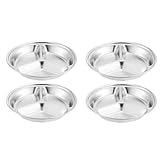 OFFSCH 4 Stück Runde Edelstahl Vorspeisenteller mit Fächern 10cm Servierteller für Sojasauce Essig und Senf für Gastronomie und Private Nutzung
