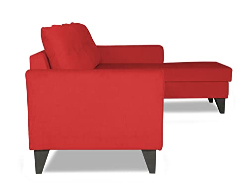 Image of Adorn India Wood Maddox Tufted L Shape 5 Seater Sofa Set RHS (Red) (3 Year Warranty)