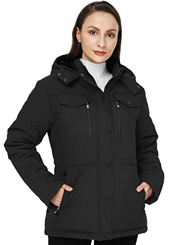 WenVen Women's Winter Water Resistant Warm Puffer Coat with Detachable Hood3
