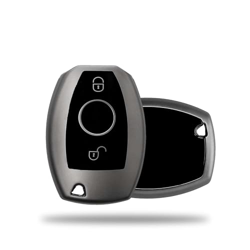 Image of SIAGO TPU Key Cover Compatible with Mercedes Benz A B C E G K R S Class AMG with 2 Button Flip Key (Grey)