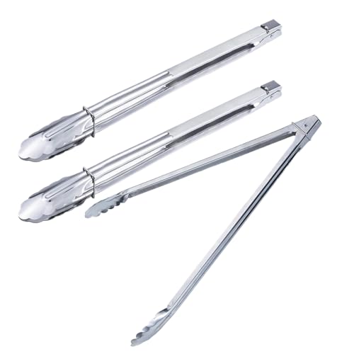 Ssguopte Pinças de aço inoxidável para cozinhar e grelhar pinças de metal antiderrapantes pinças de
