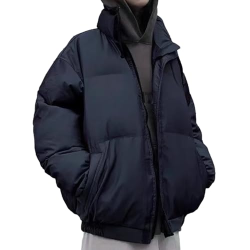 Arnodefrance Men Puffer Jacket Winter Cotton Coat Zip Up Long Sleeve Jackets Stand Collar Baggy Coat3