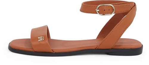 Tommy Hilfiger Sandalias Mujer Ankle Strap de piel, Marrón (Cinnamon Bark), 36