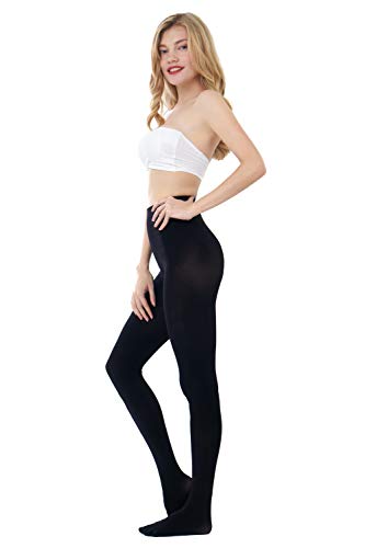 CozyWow Womens Tights 2 Pairs Run Resistant 80D High Waist Solid Color Semi Opaque Tights2