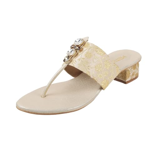 Image of Metro Women Ethnicwear Beaded Block Heel Sandal
