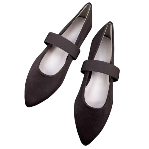 INEELUYI Women's Pointed Toe Shallow Mouth Mary Jane Shoes with Gentle Fairy Style Matching Skirt Ballet Shoes