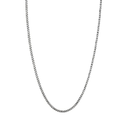 Savlano 925 Sterling Silver Rhodium Plated Solid 1.5MM Franco Square Box Chain Necklace for Women & Men-Made In Italy Comes with a Gift Box