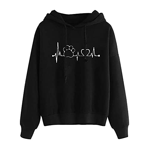 Sweat femme uni cœur à capuche manches longues casual mode