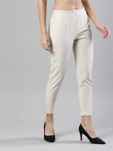 Image of Femmora Comfortable Fit Solid Straight Pant, Breathable Cotton Fabric with Side Zip Button Closure, for Women, Pack of 1