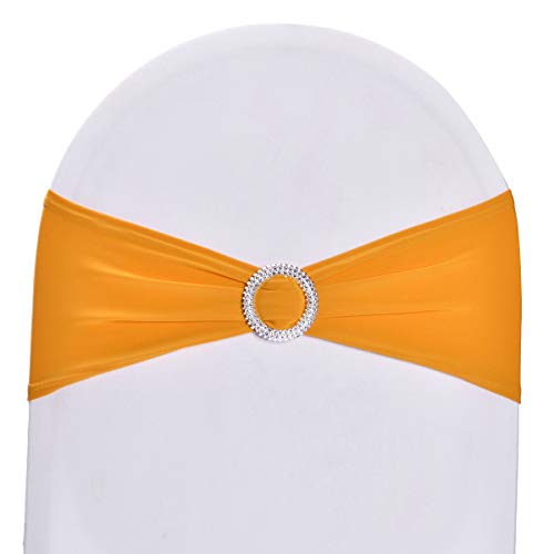 Pack of 50 Stretch Spandex Chair Sashes for Christmas Wedding Party Banquet Decoration Elastic Bulk Chair Cover with Buckle Engagement Event Birthday Graduation Meeting aureate……