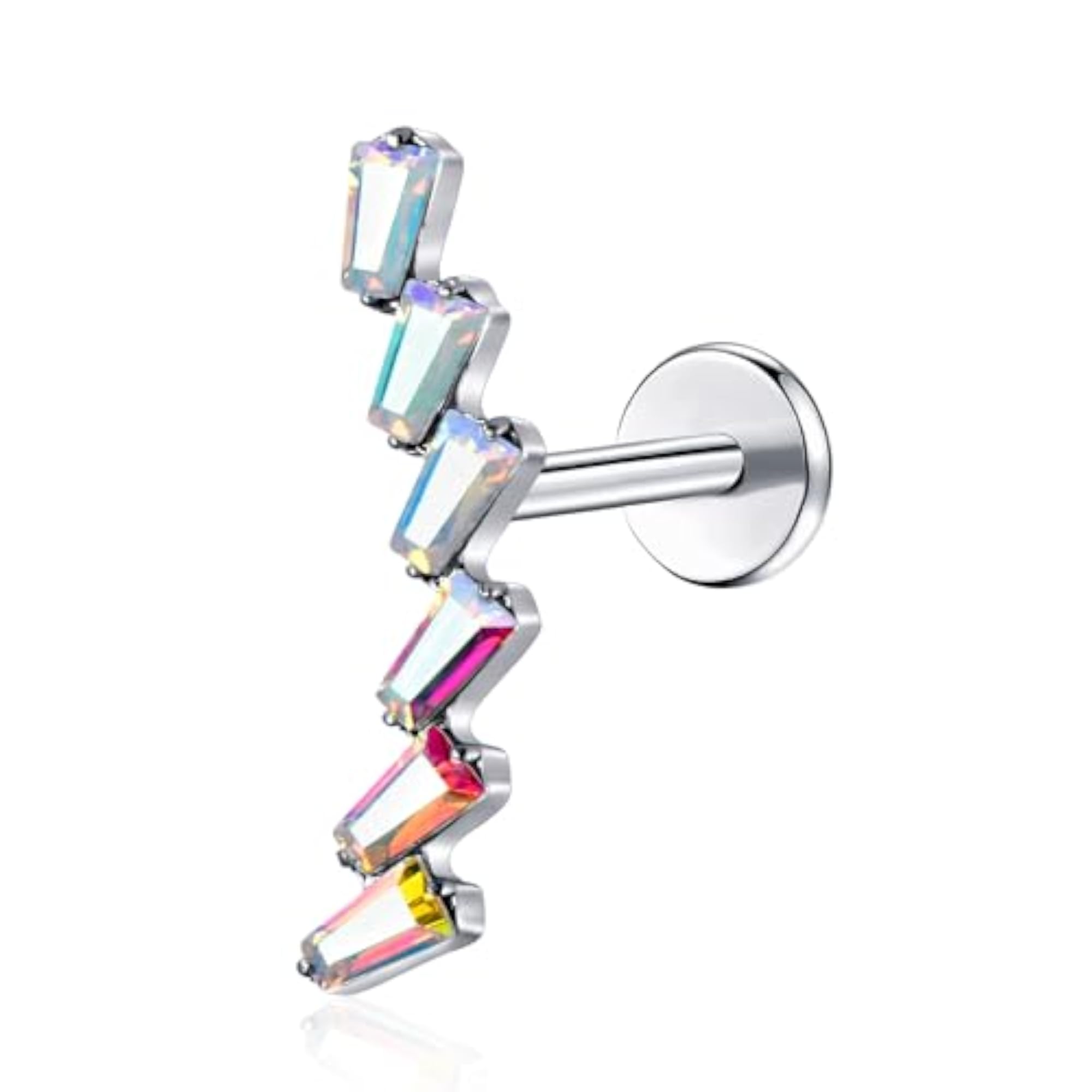 G23 Titanium Labret Studs, Push-in CZ Design