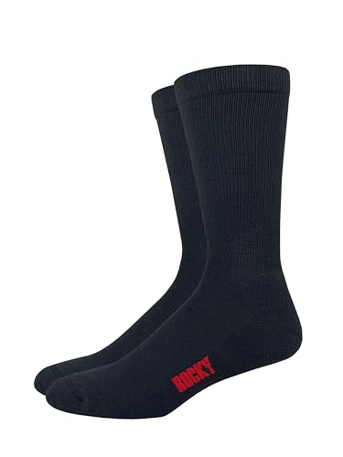 ROCKY Mens Ultra Dri Seamless Toe Military Crew Socks 2 Pair Pack (US, Alpha, Large, Regular, Regular, Black)