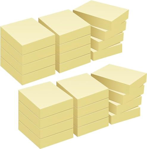 ZCZN Samoprzylepne kartki 2400 arkuszy, samoprzylepne notatki 51 x 38 mm, 100 arkuszy w blokach arkuszy samoprzylepnych odpowiednie do notatek, wiadomości, przypomnień - żółte