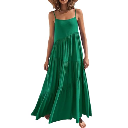 Boho Maxi Dress for Women Sleeveless Spaghetti Strap Long Dresses Flowy Beach Vacation Dresses