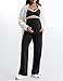Mama Land Women's Maternity Lounge Pants Wide Leg Yoga Palazzo Pants with Pockets Over The Belly Stretchy High Waist Pregnancy Clothes Fall Tall (33