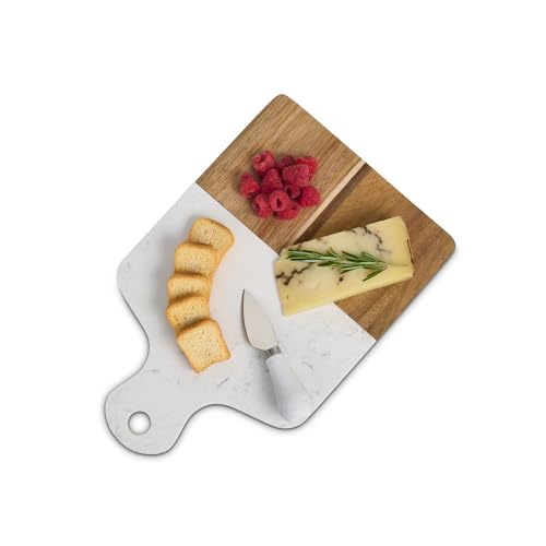 Tabla de Cortar para Quesos y Embutidos HIC Kitchen, Mármol Cultivado y Madera de Acacia, Rectangular, 33,02 x 21,46 x 1,27 cm miniatura 3
