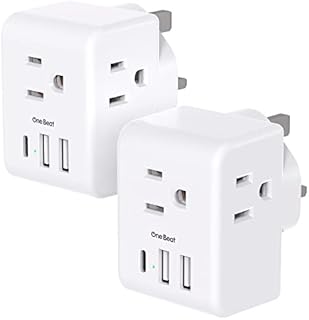 US to UK Ireland Travel Plug Adapter, Type G Power Plug Adapter with 3 Outlets 3 USB Ports(1USB C), European Travel Plug Adapter for USA to England London Scotland British Qatar Irish HongKong, 2 Pack