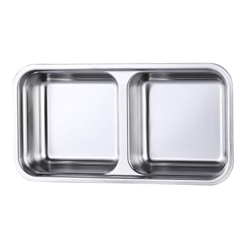 Hohopeti ステンレス製調味料プレート 二格仕切り付き 耐久性と軽量設計 バーベキューや家用に 調味料や前菜の収納に便利