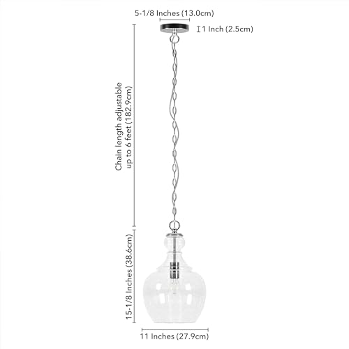 Image of Henn&Hart 11 inch Pendant Light Fixture with 6' Adjustable Cord, Brushed Silver
