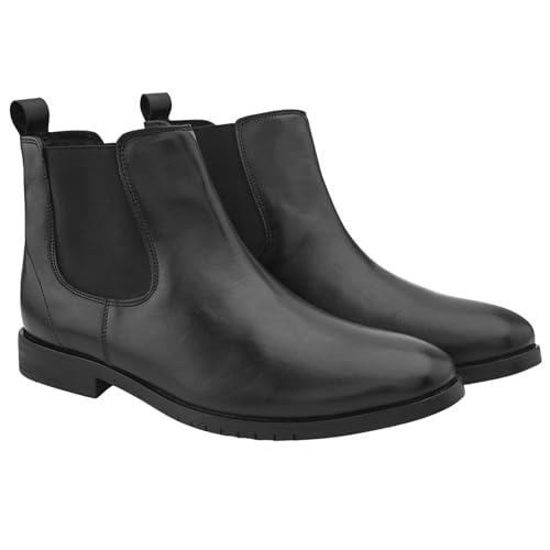 Image of Men's Genuine Leather Chelsea Boots I Premium Comfortable Slip-On Ankle Boots I Cushioned insole I Anti slip sole I Durable Stylish Leather Boots for Office & Daily Use