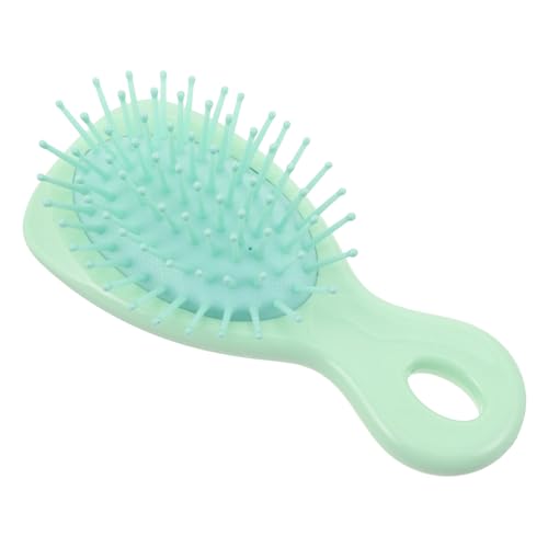LRXIYODE Mini Cepillo para Pelo Rizado y Masajeador de Cuero Cabelludo Cojín, 1 Unidad, Tamaño Mini, Portátil y Ligero, para Niñas y Mujeres, Uso Doméstico Viaje, Color Verde Caja de Pvc