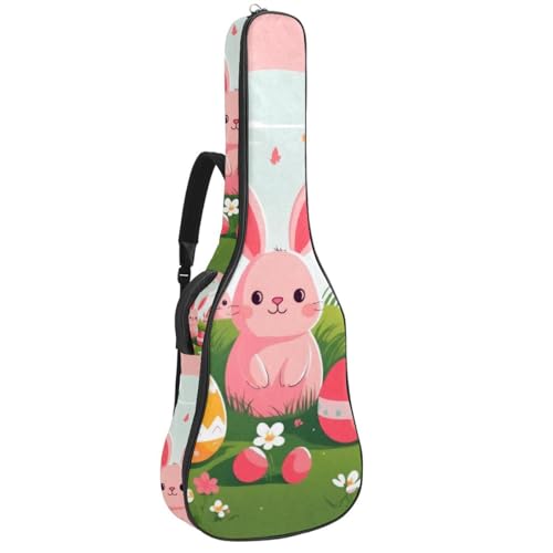 Housse de guitare acoustique rose avec imprimé œuf de Pâques étanche de 104 cm