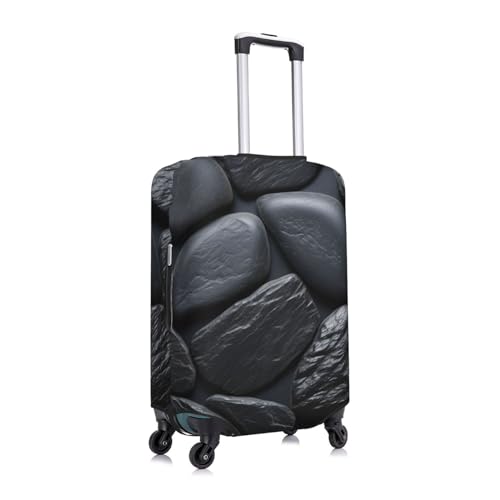Travel Luggage Cover for Suitcase Tsa Approved, Washable Elastic Suitcase Protector, Black Stone Suitcase Cover Anti-scratch Baggage Cover Fits 22-24 Inch Luggage Sleeve Medium3