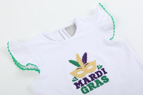 Baby Girls White Mardi Gras Applique Ruffle Shirt3