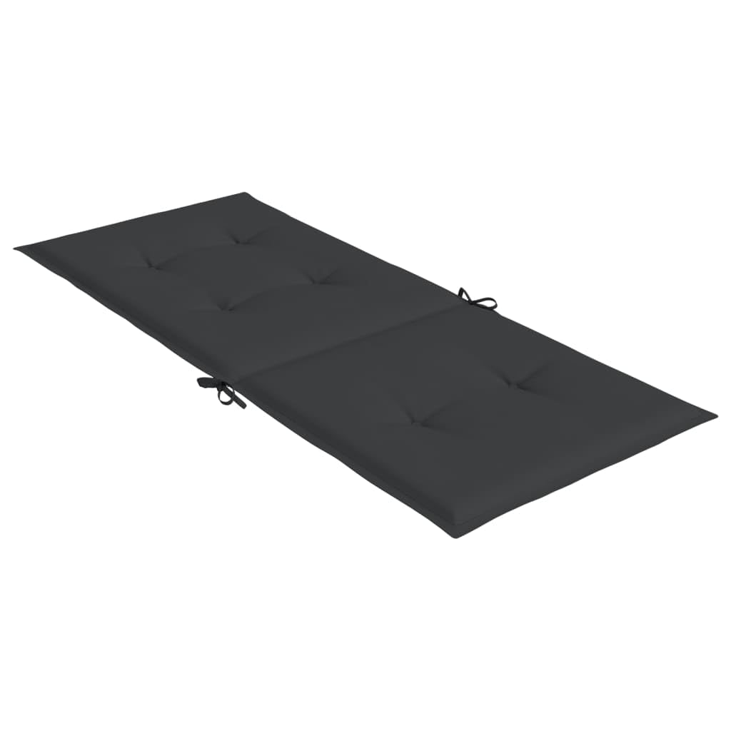 Hochlehner-Auflagen 4er Set, Gartenstuhlauflagen für Hochlehner, 120x50x3 cm Stuhlkissen für Gartenstühle und Sitzmöbel, Schwarz, Polyester, mit Befestigungsbändern