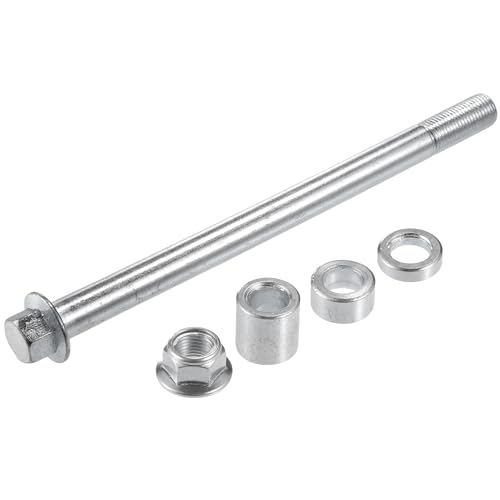 A ABSOPRO Front Rear Axle with Bushing and Screw Bolt M12 170mm Dirt Bike Scooter ATV Wheel Axle Steel Alloy Silver Tone