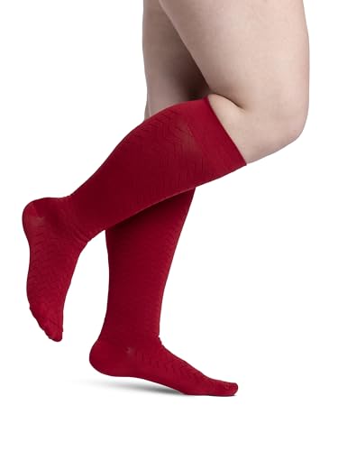 Image of Sigvaris Women's Style Microfiber Patterns 830 Closed Toe Calf-High Socks 20-30mmHg