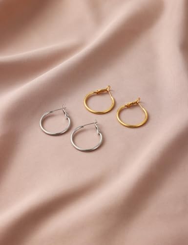 Image of Gacimy Gold Hoop Earrings for Women, 14K Gold Plated Thin Hoops