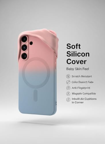 Image of amazon basics Gradient Mag-Safe Case for Samsung Galaxy S23FE 5G | Soft Silicone Shockproof Cover with Camera Protection | Slim Lightweight Design | Smooth Touch & Durable - Pink & Blue