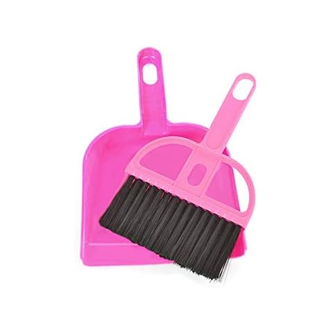 WishLotus Mini Dustpan and Brush Set, Portable Exquisite Pet Waste Cleaning Kit, Hamster Sand Scooper Cage Cleaning Tool for Small Pets Guinea Pigs Hamsters Chinchillas Rabbits Reptiles (Pink) Cover