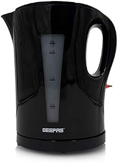 Geepas Electric Kettle, 2200W | Boil Dry Protection & Auto Shut Off | 1.7L Cordless Fast Boil Jug Kettle for Hot Water Tea or Coffee | Swivel Base with Manual Lid Open | 2 Year Warranty, Black