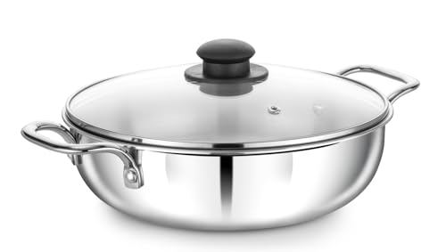 Image of Nirlep Tri Ply Kadhai 26 cm with Glass Lid and Induction Bottom
