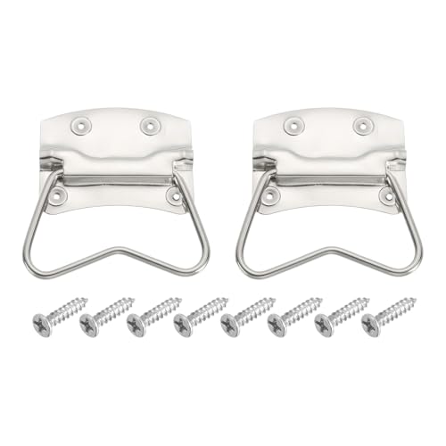 QUARKZMAN 2 Piezas De Asas De Cofre, 103 X 64mm Anilla Lateral Para Levantar, Asas De Cajón De Madera Con Pintura En Aerosol Y Tornillos Para Caja De Herramientas Domésticas, Plateado