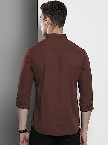 Image of The Indian Garage Co Men Slim Fit Solid Full Sleeves Cutaway Collar Casual Shirt