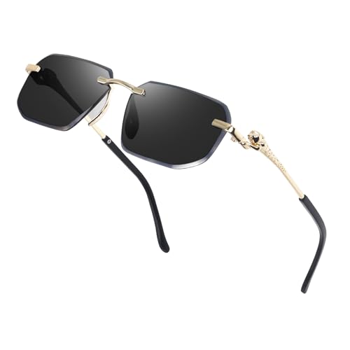 Image of IFLASH UV Protected Retro Rectangular Rimless Sunglasses for Men and Women