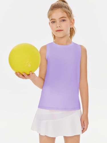 Image of Haloumoning Girls Tank Tops Kids Sleeveless Athletic Lightweight Cute Summer Top Dancewear 5-14 Years
