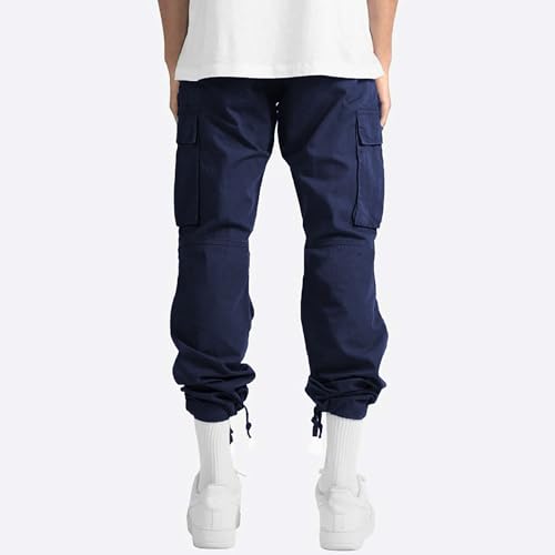 Mens Cargo Sweatpants Casual Drawstring Baggy Workout Joggers Straight Stretch Hiking Athletic Pants with Multi Pockets4