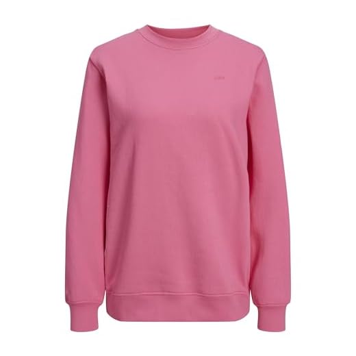 JACK & JONES Jxabbie LS Rel Every Brush Crew Noos Sudadera, Carmine Rose/Print:Magenta Jjxx Logo, Extra-Large para Mujer