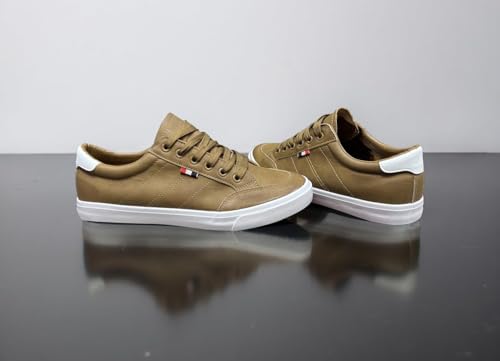 Image of Classic Canvas Sneakers, Casual Lace-Up Shoes with Green Sole, Unisex Fashion Trainers Shoes