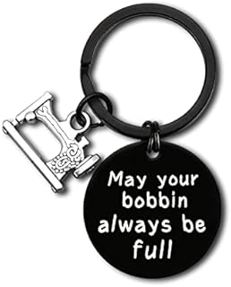 Sewing Keyring Gift for Sewing Lovers Sewing Gift for Designer Quilters Inspirational Gift for Seamstress May Your Bobbin Always be Full Keyring Christmas Thanksgiving Day Birthday Gift for Women Men