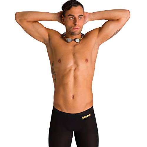 ARENA Powerskin Carbon Air2 Men's Racing Jammer Athletic Tech Suit Competitive Racing Swimsuit Endurance Swimwear, Black/Black/Gold, US Size 26
