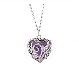 Tyuffghet Kette Layered Damen Hollow Heart Halskette Out Damen Dunkler Anhänger in Glow Halsketten & Anhänger Urne Halskette (Purple, One Size)
