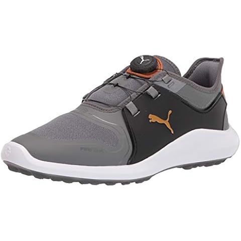 PUMA Herren Ignite Fasten8 Disc Golfschuh, Quiet Shade-Gold Black, 42 EU Cover