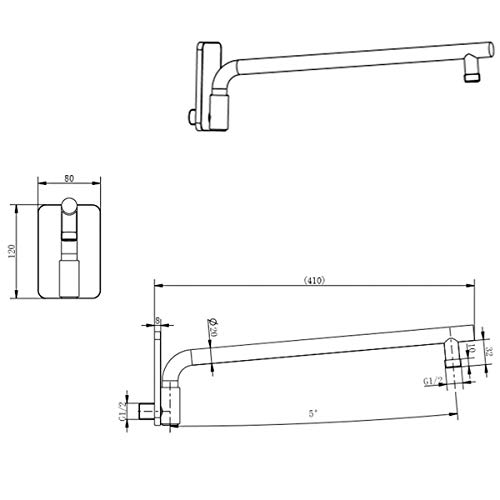Braccio doccia girevole 1370-41 cm -nero opaco