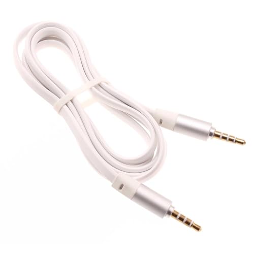 Cable Auxiliar 3.5mm Blanco Plano para Audio Estéreo miniatura 1