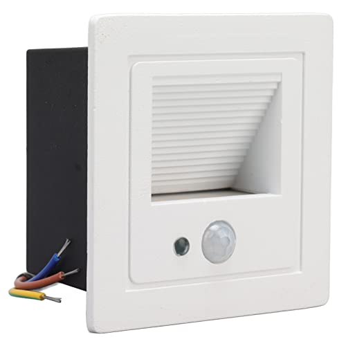 EOJDDPA Lámpara de pared de esquina LED empotrada de hierro blanco cálido barniz para hornear luz de paso de inducción corporal para escalera 85-260V